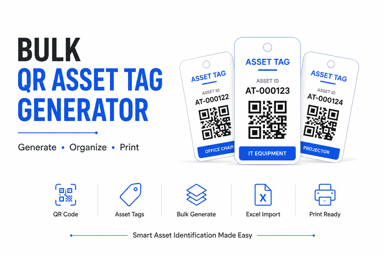 I will develop a bulk QR code and asset tag generation system for inventory