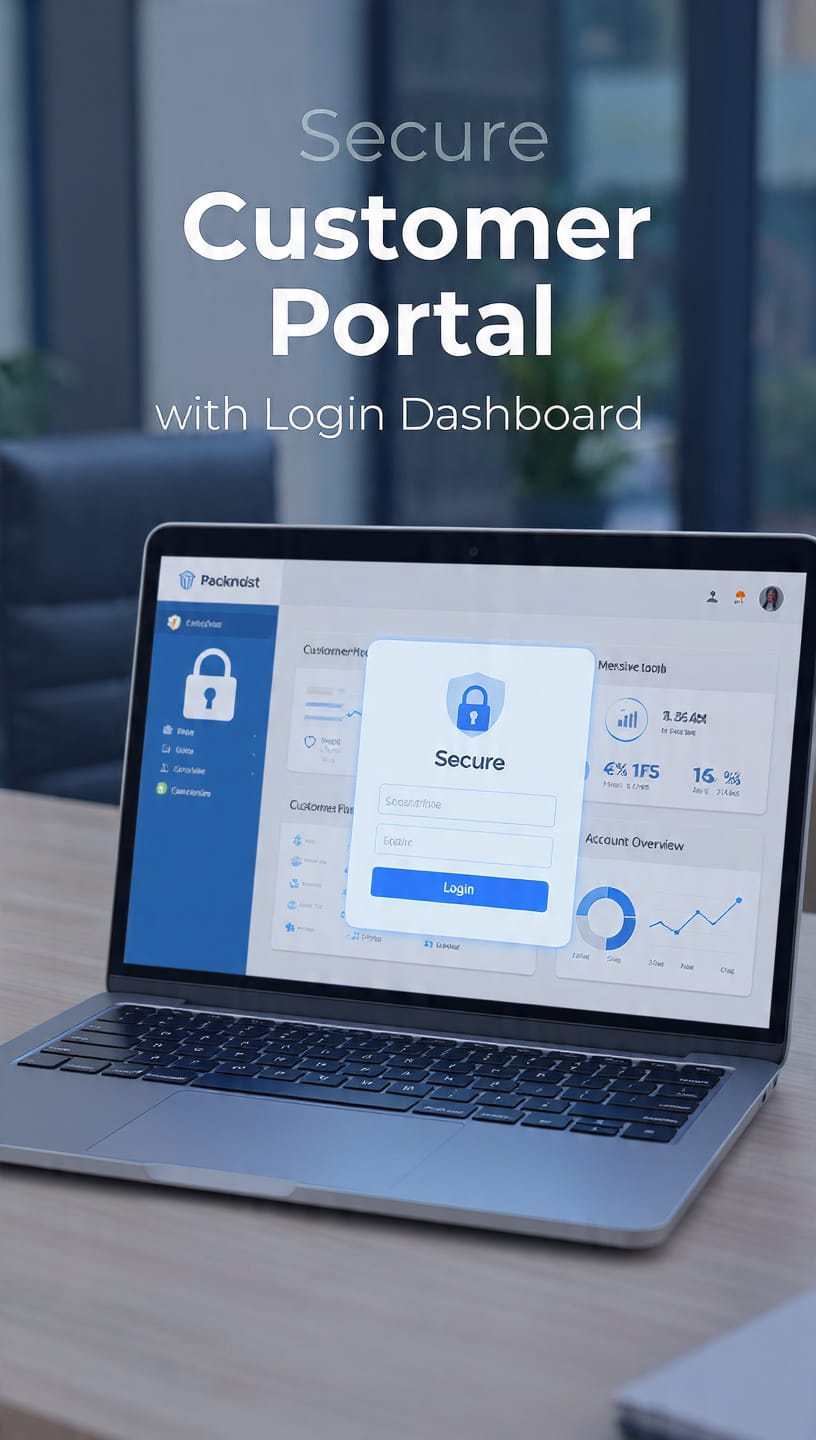 I will develop a secure customer portal with login dashboard