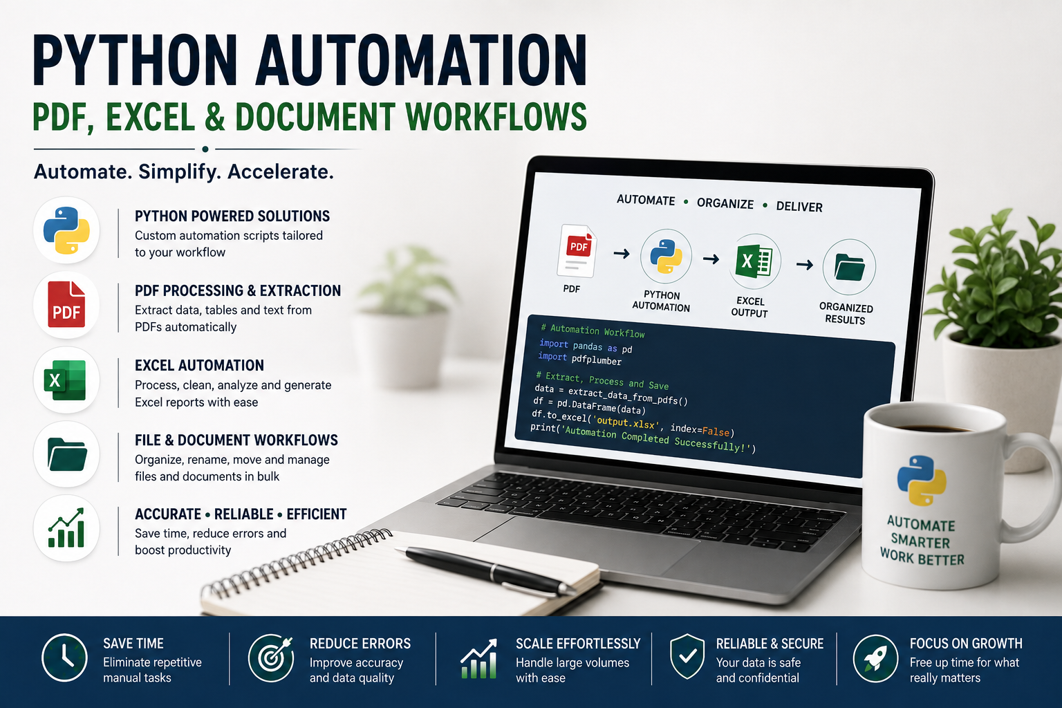 I will automate PDF, Excel and document workflows using Python